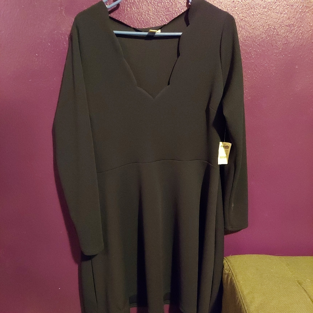 Navy Blue Midi Long Sleeve Dress